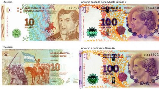 El Banco Central modificó el billete de $100 de Evita y puso en circulación uno nuevo de $10