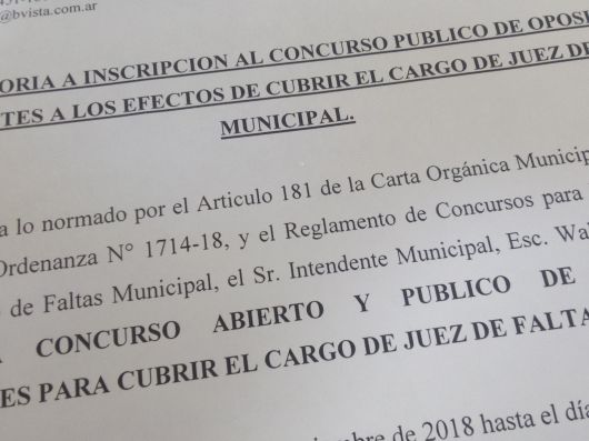 Concurso Público de Oposición y Antecedentes para cubrir el cargo de Juez de Faltas Municipal
